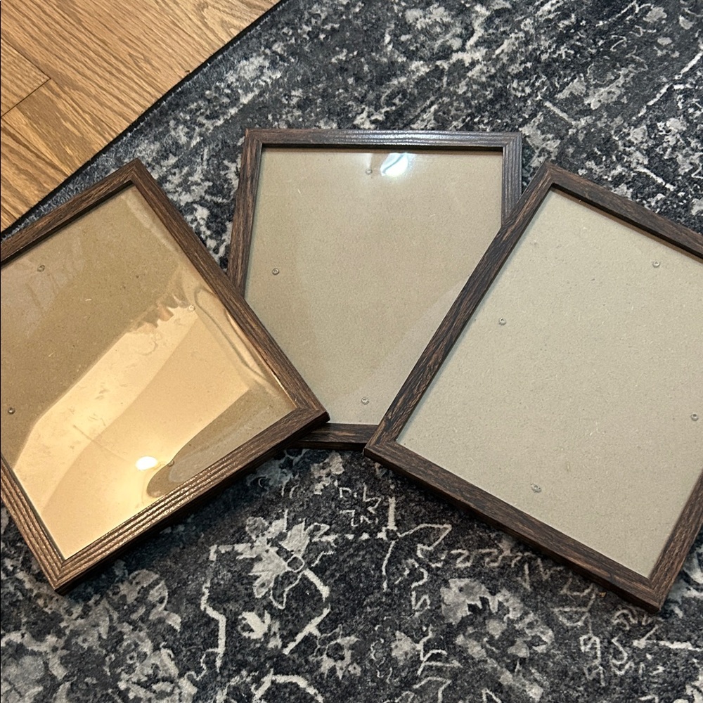 Elegant Brown Wooden Picture Frame Set Of 3